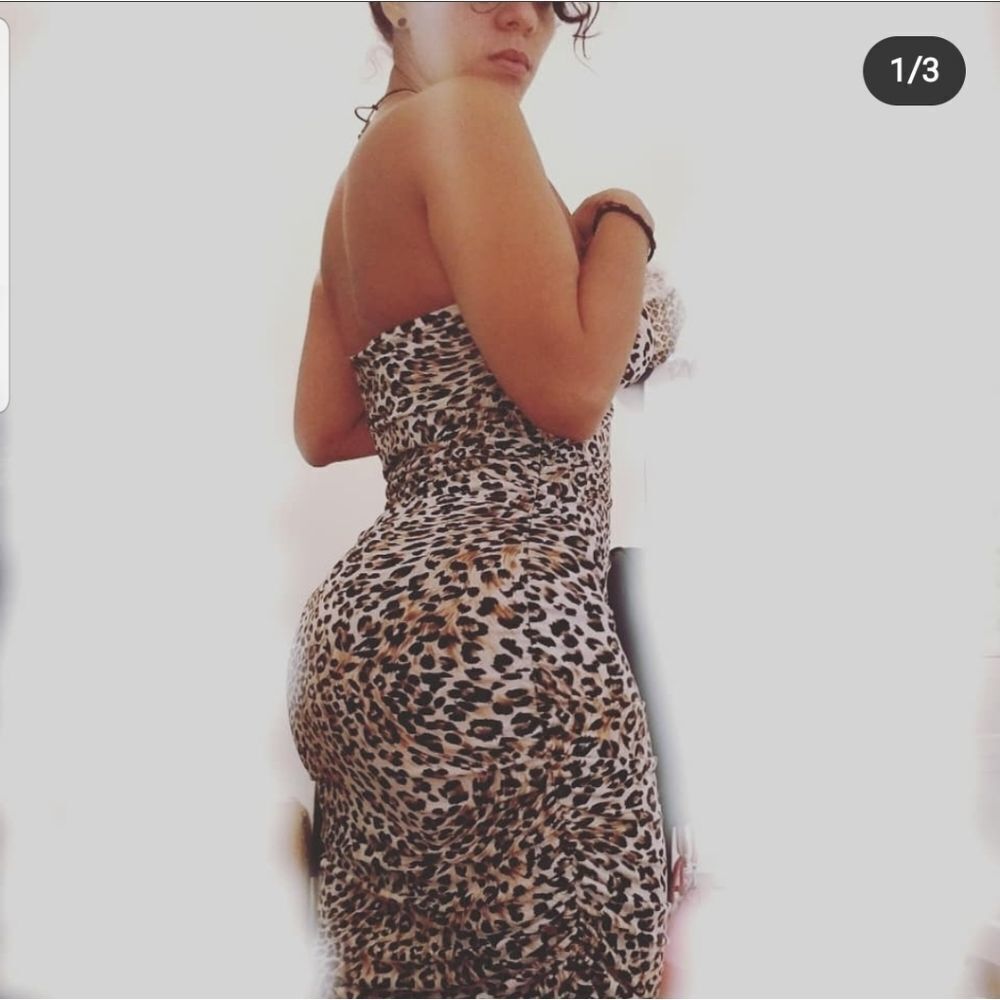 Leopard print strapless ruched mini Bodycon dress